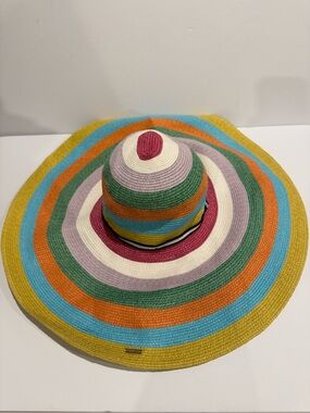 NWT Missoni Multicolor Striped Sun Hat - Yellow/Blue/Green/Pink